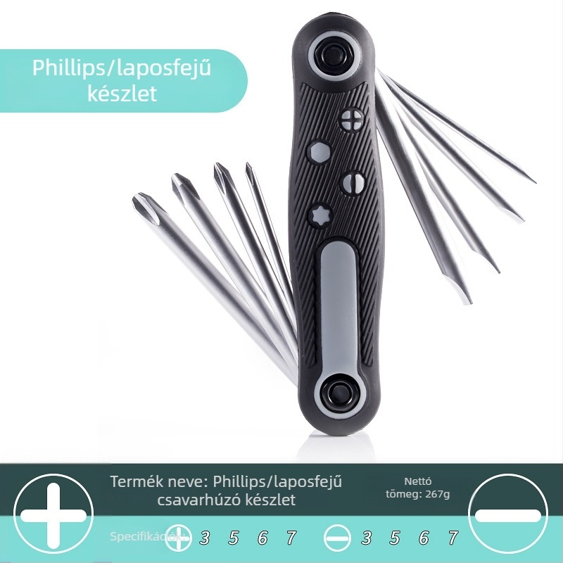 8 az 1-ben Allen-Torx kulcs, Phillips és laposfejű csavarhúzó, összecsukható kerékpárjavító eszköz