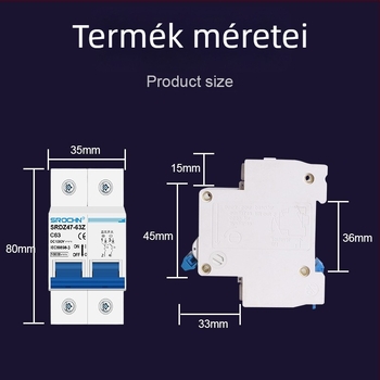 DC miniatűr megszakító fotovoltaikus energiaelosztáshoz, 1000V/500V DC, SRDZ47-63Z sorozat