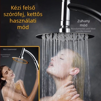 6 hüvelykes nyomásfokozó zuhanyfej készlet kézi и felülről állítható, ABS