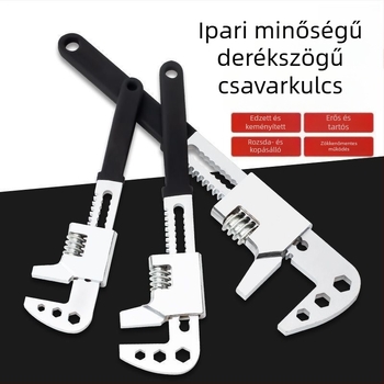 F-típusú fekete derékszögű többfunkciós vízvezeték-szerelő kulcs, állítható, nagy nyílással