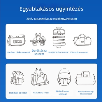 Hordozható szerszámtáska, strapabíró villanyszerelőnek, tárolására kis alkatrészek és hardveres kiegészítők, Oxford vászonból