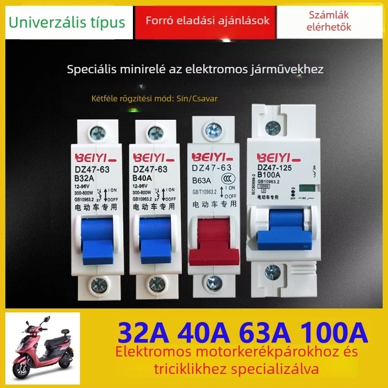 Elektromos jármű kapcsolója, 12V-48V, air circuit breaker, 1P63A/100A, DZ47-63 sorozat