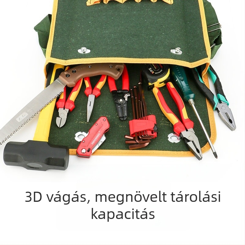 Vállra akasztható vászon szerszámtáska elektromos szerelőknek – strapabíró, munkahelyi rendező
