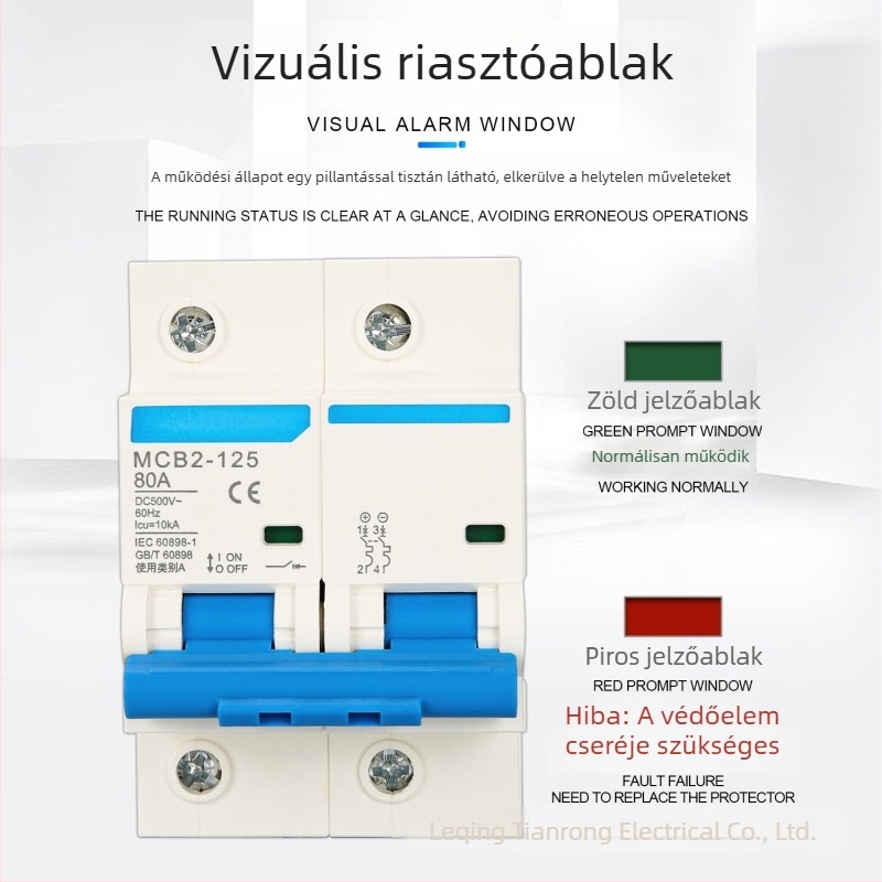 Kis DC-áramkör megszakító fotovoltaikus rendszerhez, 2P63A, DC 500-1000V, légköri megszakító