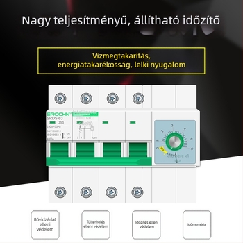 Háromfázisú időzítő kapcsoló nagy teljesítményű vízpumpa vezérlőhöz, 220–380V