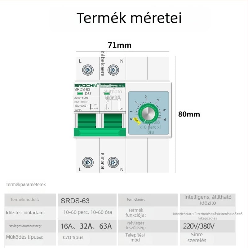 Háromfázisú időzítő kapcsoló nagy teljesítményű vízpumpa vezérlőhöz, 220–380V