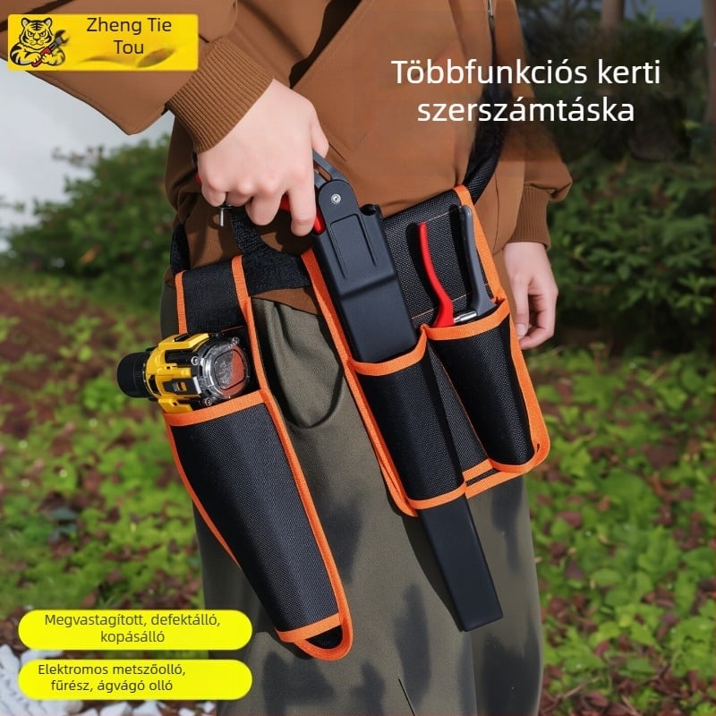 Kerti szerszámtáska öv, multifunkcionális, vastag és kopásálló, vízálló, elektromos metszőhöz, fűrészhez és ágvágóhoz