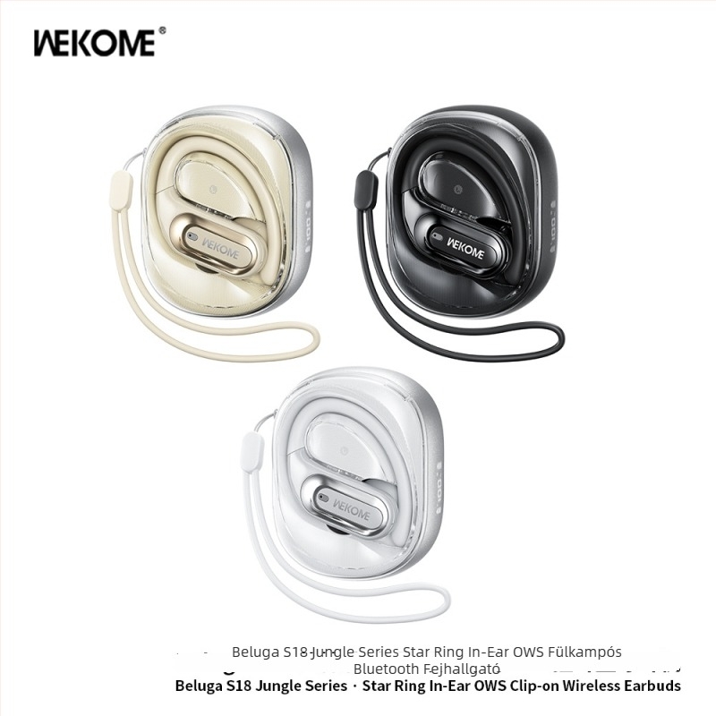 Wekome Bluetooth fülcsipeszes vezeték nélküli fejhallgató, Bluetooth 5.4, sportos, hosszú üzemidő, fülcsipesz dizájn