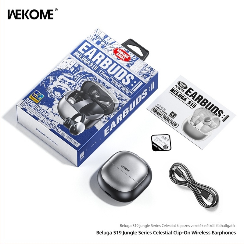 Wekome Bluetooth fülcsipeszes vezeték nélküli fejhallgató, Bluetooth 5.4, sportos, hosszú üzemidő, fülcsipesz dizájn