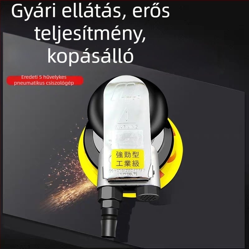 Prima ipari pneumatikus csiszoló gép korongos polírozáshoz, porgyűjtővel, 5-6 hüvelykes korongokhoz.