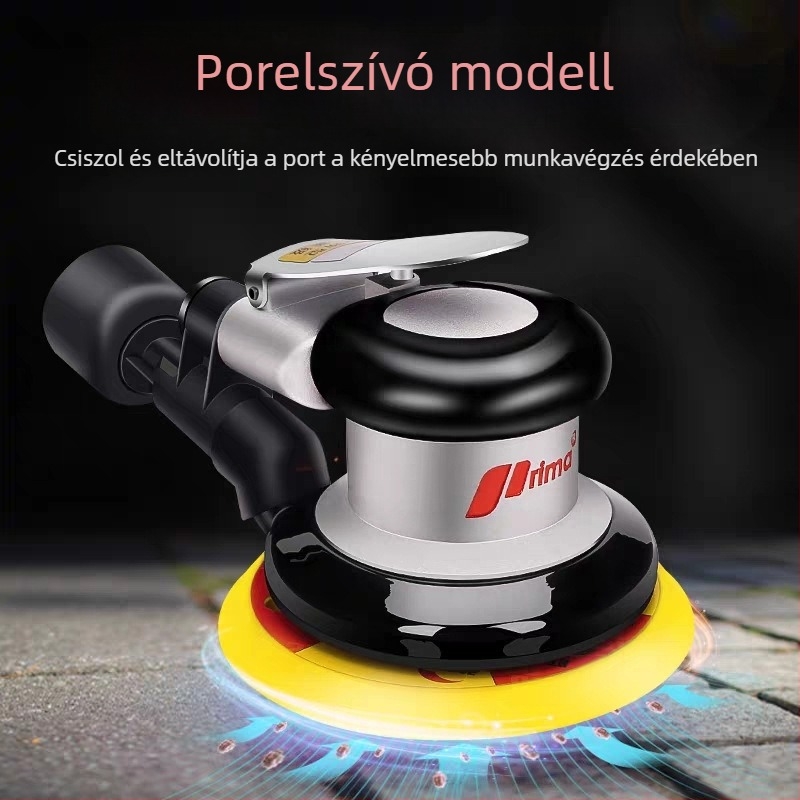 Prima ipari pneumatikus csiszoló gép korongos polírozáshoz, porgyűjtővel, 5-6 hüvelykes korongokhoz.