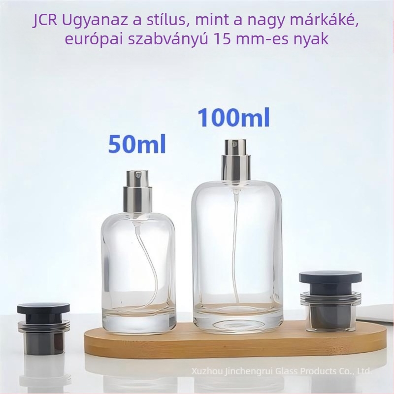 Üveg parfüm permetező palack, hengeres, utazáshoz, 50 ml vagy 100 ml