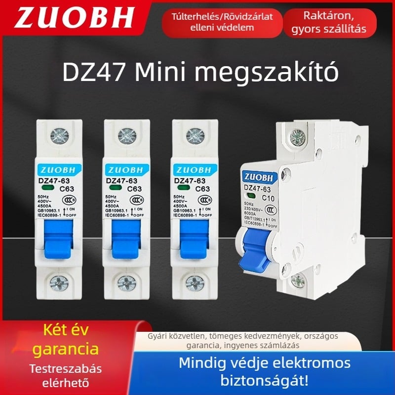 DZ47-63/1P Miniatűr áramkör-megszakító családi használatra, C45, 10A, 16A, 25A, 32A, 63A