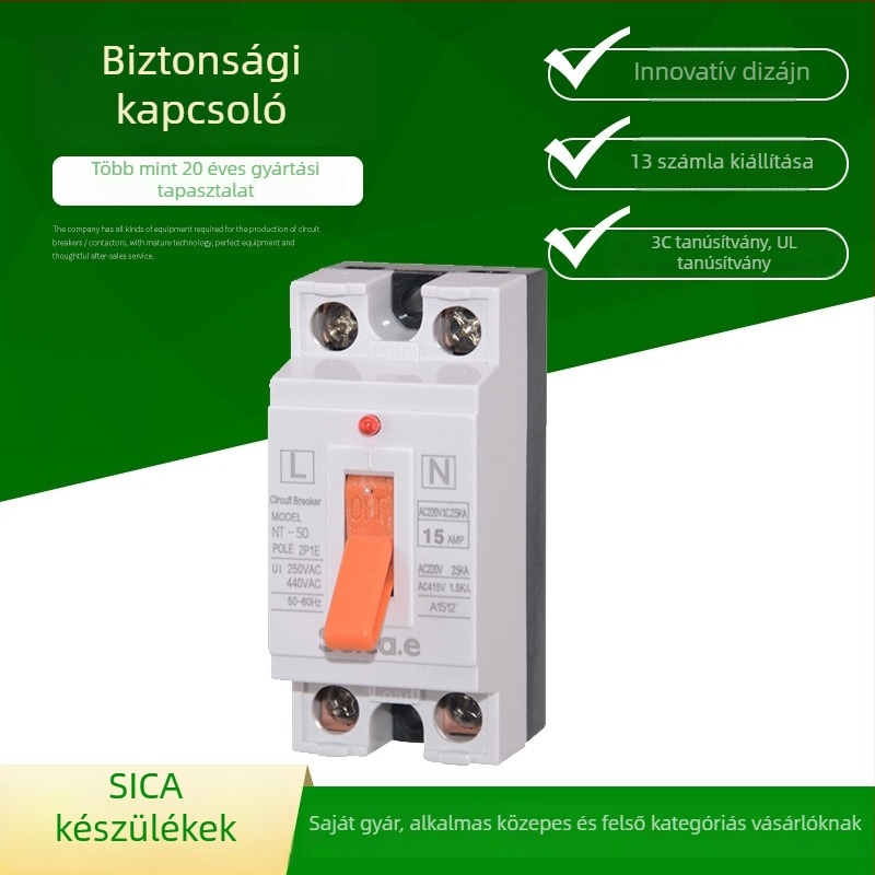 NT50 háztartási miniatűr megszakító túlterhelés és szivárgóáram védelemmel