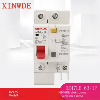 XINWDE DZ47SLE-63 Miniatűr áramkör-megszakító szivárgó védelemmel, 1P, 32A, túlterhelés elleni védelem