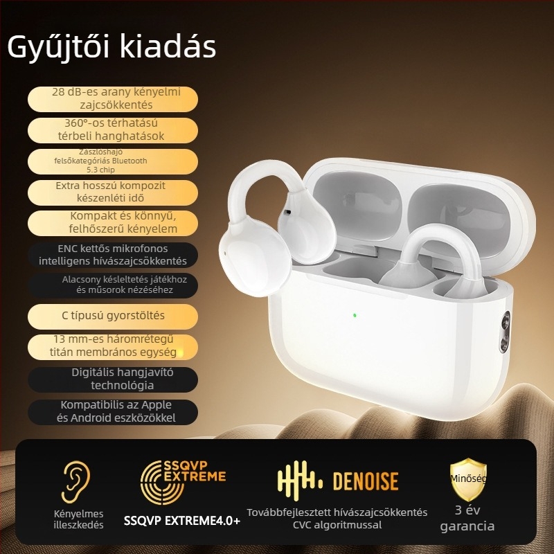 M11 fülklipszes csontvezetéses vezeték nélküli Bluetooth fülhallgató, légies kialakítás, Bluetooth 5.3, 4–8 óra üzemidő