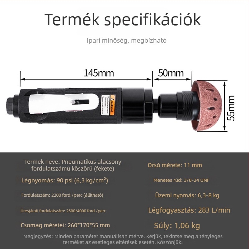 Pneumatikus alacsony fordulatszámú csiszoló és tál alakú ötvözet csiszoló eszköz autógumi javításához