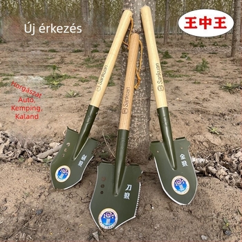 King of Kings Kültéri kompakt mangánacél ásó – Mérnöki ásó kempingezéshez, horgászathoz és önvédelmi felhasználáshoz, járműre szerelve