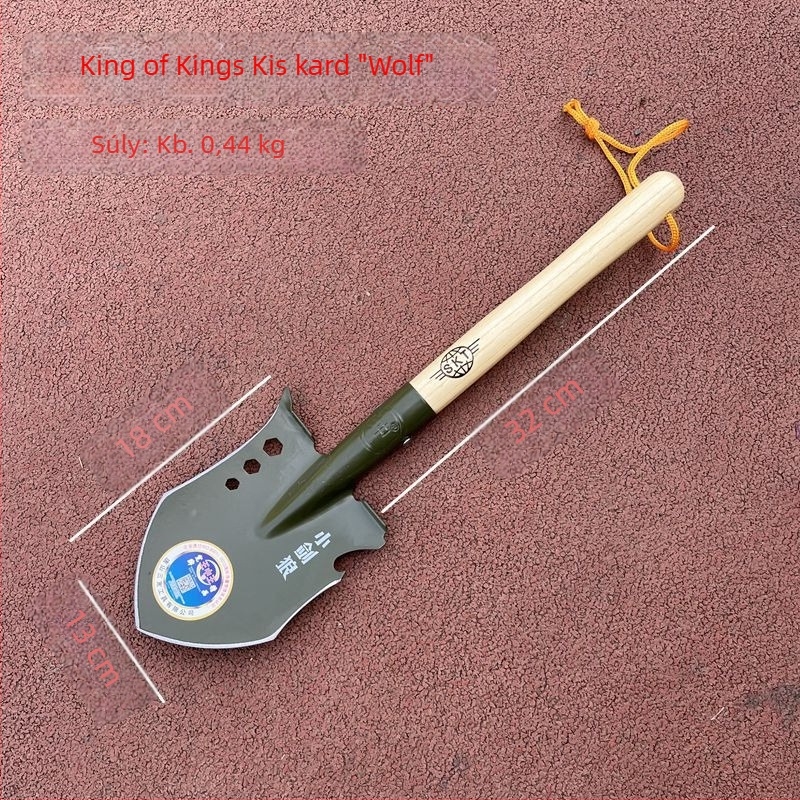 King of Kings Kültéri kompakt mangánacél ásó – Mérnöki ásó kempingezéshez, horgászathoz és önvédelmi felhasználáshoz, járműre szerelve