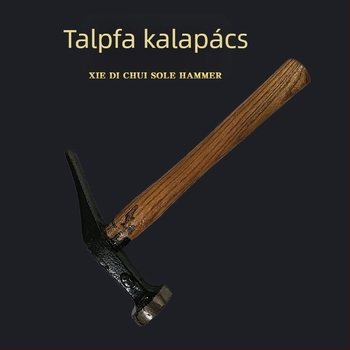 Cipőkalapács, talpakalapács, cipőgyártó eszköz, kis méret, fa markolat, kézműves, kerek fej