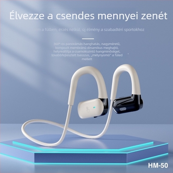 HM50 csontvezetéses Bluetooth 5.4 fülhallgató futáshoz, valódi vezeték nélküli sportos in-ear fülhook-kal, hosszú üzemidő, zajcsökkentés