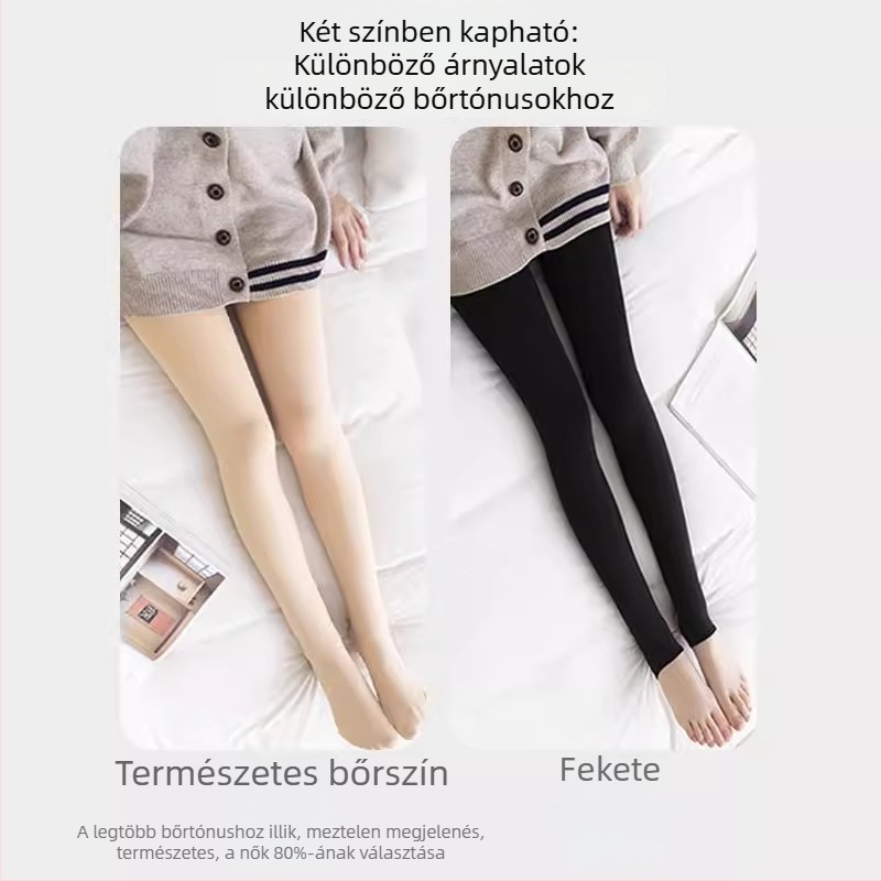 Flízzel bélelt vastag őszi-téli harisnya női, nylonhatású megjelenés, meleg, teljes lábfej
