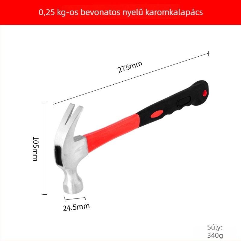 Körfejes kalapács műanyag bevonatú nyéllel, multifunkcionális otthoni használatra