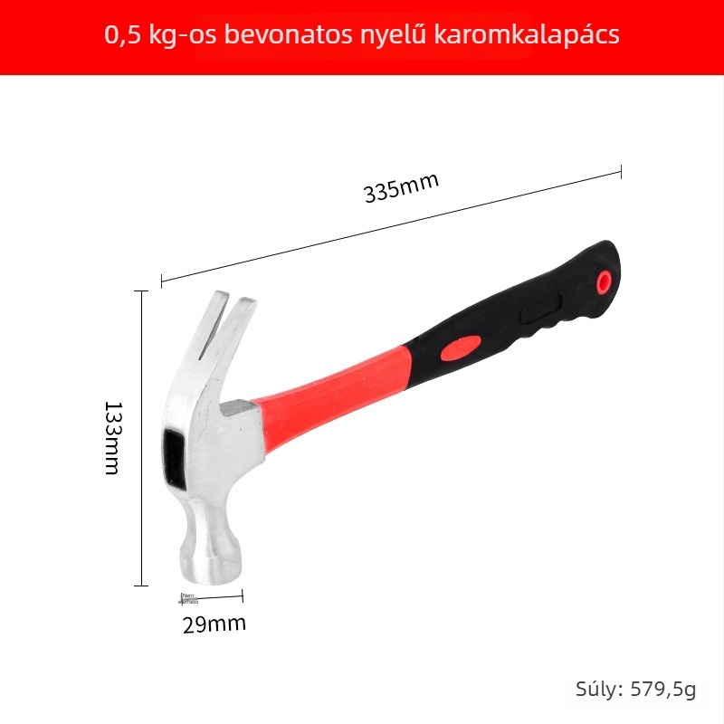 Körfejes kalapács műanyag bevonatú nyéllel, multifunkcionális otthoni használatra