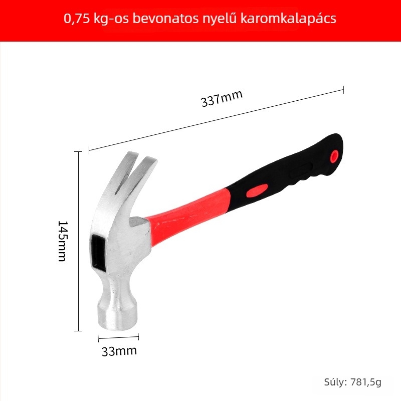 Körfejes kalapács műanyag bevonatú nyéllel, multifunkcionális otthoni használatra