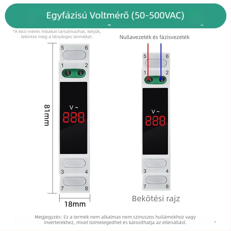 FH66-V Moduláris sínre szerelt AC egyfázisú voltmérő, 80-500V