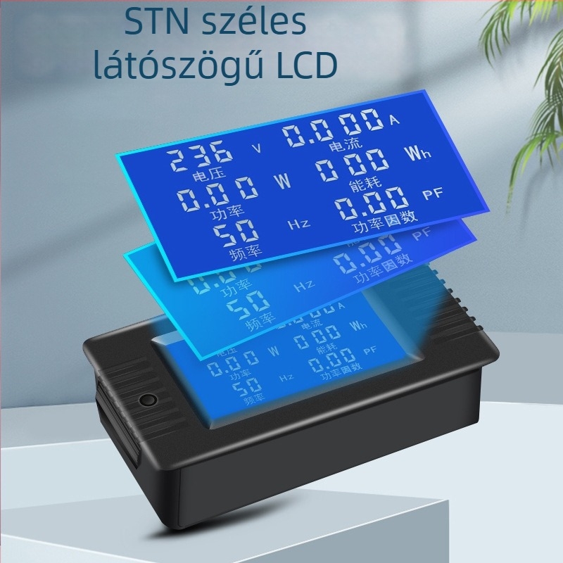 Peacefair AC teljesítmény- és feszültségmérő — feszültség, áramerősség, teljesítmény és energia mérése, többfunkciós digitális kijelző, AC/DC