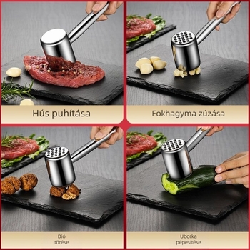316 rozsdamentes acél húspuhító kalapács steakhez, kettőoldalas, vastagított kivitel