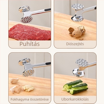 Új, rozsdamentes acélból készült húspuhító kalapács konyhai felhasználásra, steak kalapács, húspuhító és inak szakító eszköz, kereskedelmi használatra
