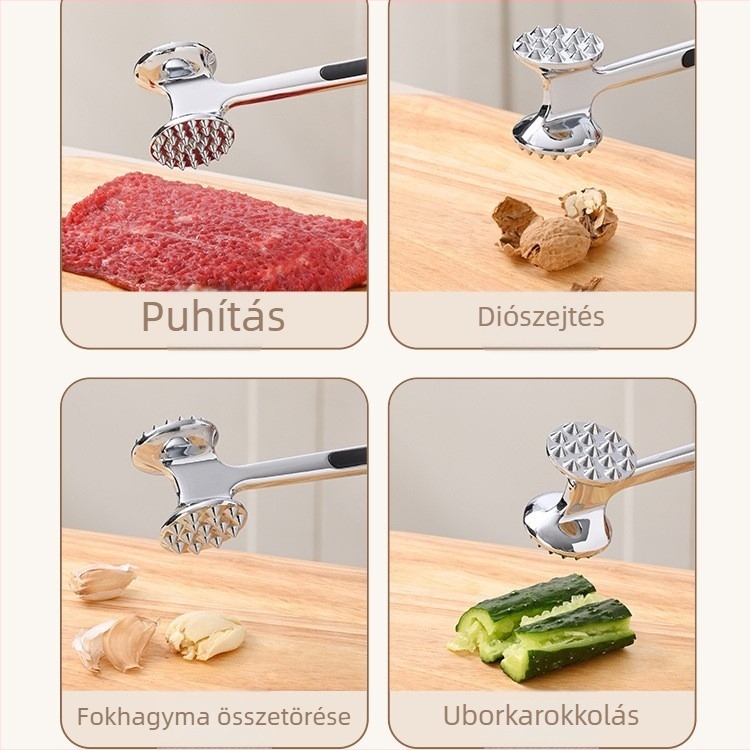 Új, rozsdamentes acélból készült húspuhító kalapács konyhai felhasználásra, steak kalapács, húspuhító és inak szakító eszköz, kereskedelmi használatra