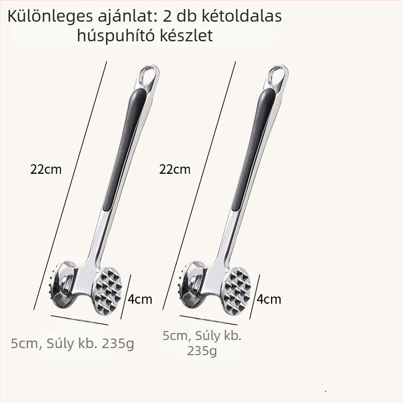 Új, rozsdamentes acélból készült húspuhító kalapács konyhai felhasználásra, steak kalapács, húspuhító és inak szakító eszköz, kereskedelmi használatra