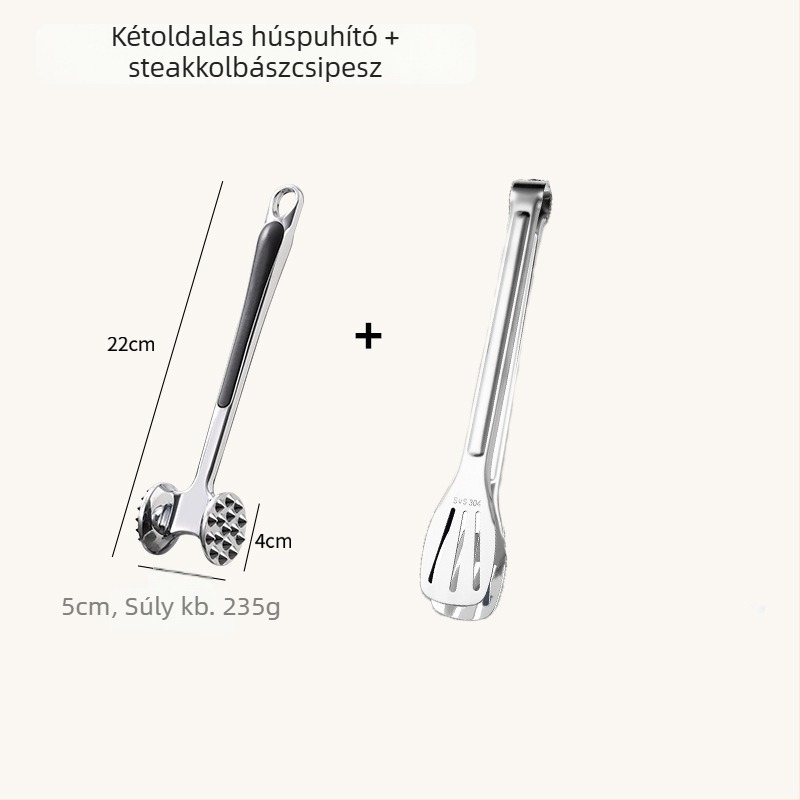 Új, rozsdamentes acélból készült húspuhító kalapács konyhai felhasználásra, steak kalapács, húspuhító és inak szakító eszköz, kereskedelmi használatra
