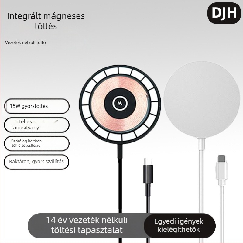 MagSafe-kompatibilis mágneses vezeték nélküli töltő iPhone-hoz, átlátszó, gyors töltés