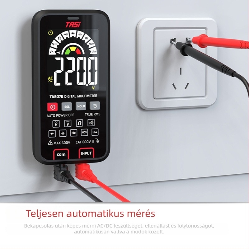 Tians TA807A ultra vékony digitális teljesen automata multiméter nagy kijelzővel villanyszerelőknek