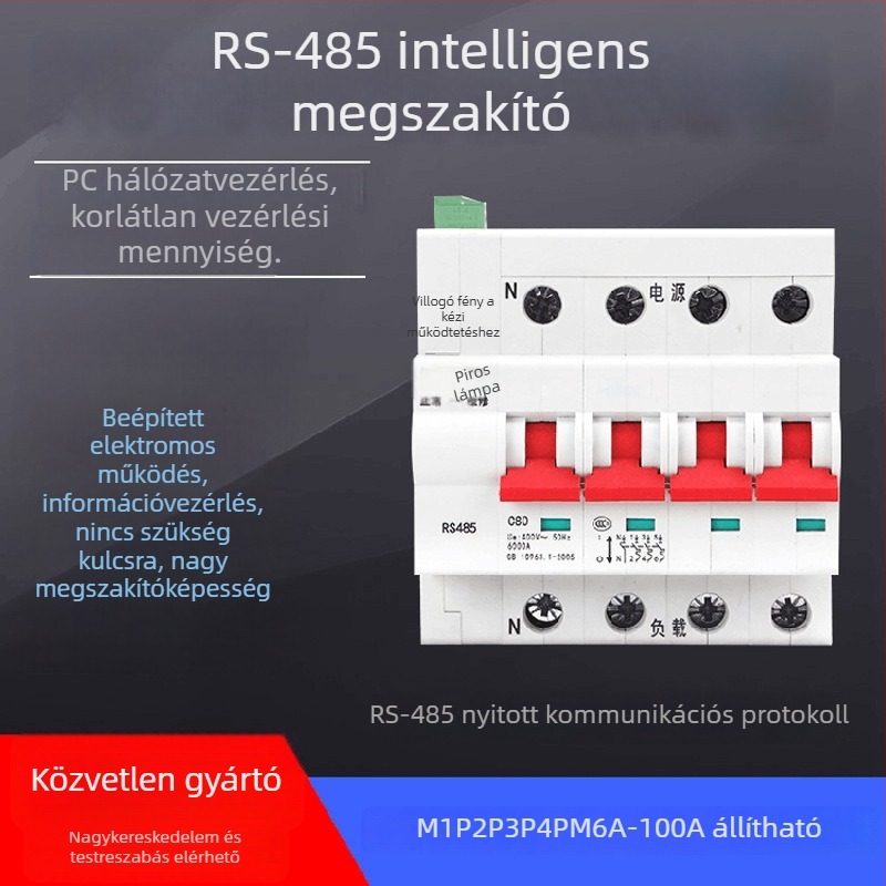 RS485 intelligens kismegszakító távirányítással és MODBUS RTU protokollal
