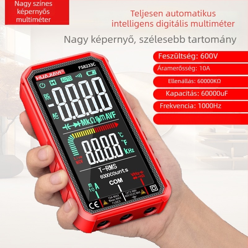 Nagy kijelzős, újratölthető digitális multiméter, teljesen automata, magas precizitású, intelligens védelem az égési sérülések ellen, feszültség- és áramerősség-mérő elektromoszerelőknek