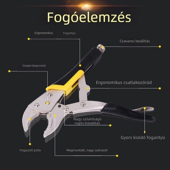 Nagy teherbírású fogó kerek szájú, 7 és 10 hüvelykes méretben, gumírozott és fényes markolattal, ipari karbantartásra