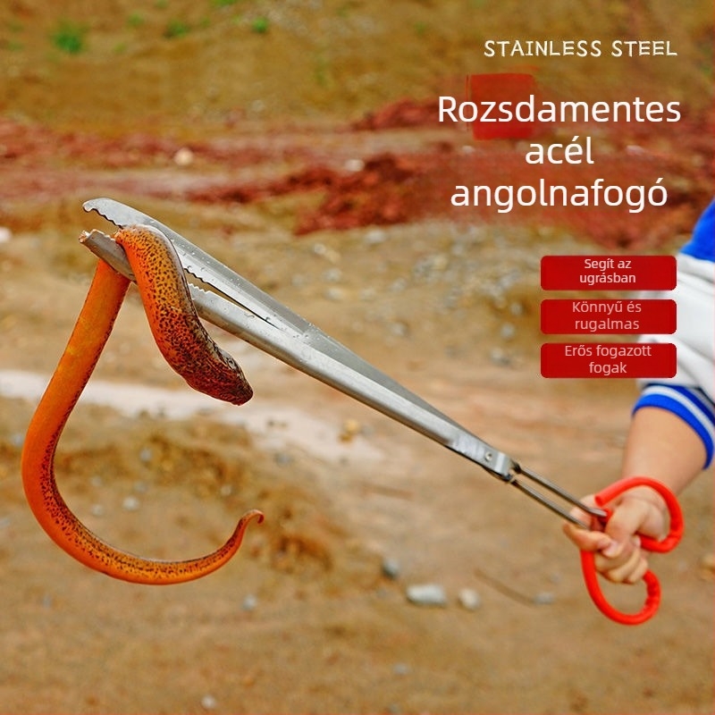 Rozsdamentes acélból készült vastag csipesz anti-slip fogással a halak és vízi élőlények fogásához