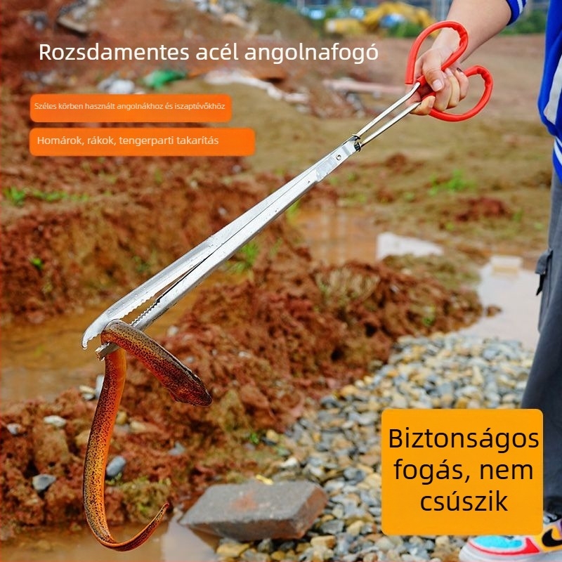 Rozsdamentes acélból készült vastag csipesz anti-slip fogással a halak és vízi élőlények fogásához