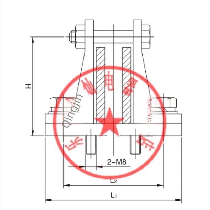 MWL-105 Kültéri oszlopos izolátor rögzítő készlet, téglalap alakú sínrögzítő JC réz X20