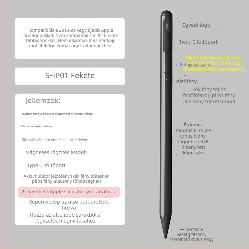 Rammer Apple iPad kapacitív toll mágneses rögzítéssel – érintőképernyőhöz