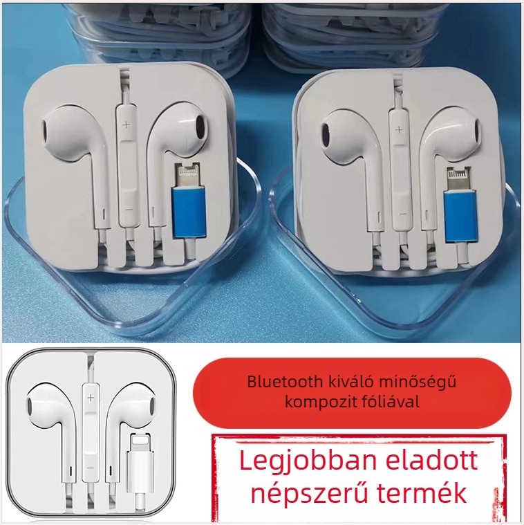 iPhone 12, X és 7 kompatibil Bluetooth fülhallgató mély basszus, vezetéken keresztüli vezérléssel és kompozit membrános meghajtóval