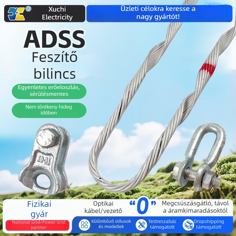 ADSS feszítő csat ADSS optikai kábelhez, hosszú fesztáv, előcsavart kábelhez