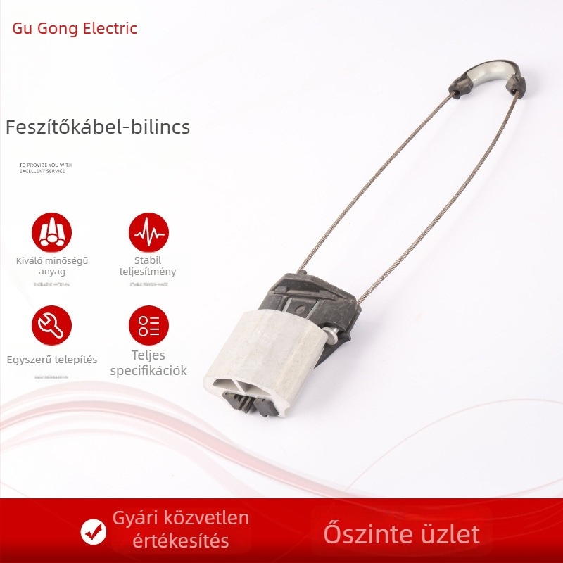 Szigetelt feszítő csipesz felsővezetékekhez, négyvezetékes köteghez