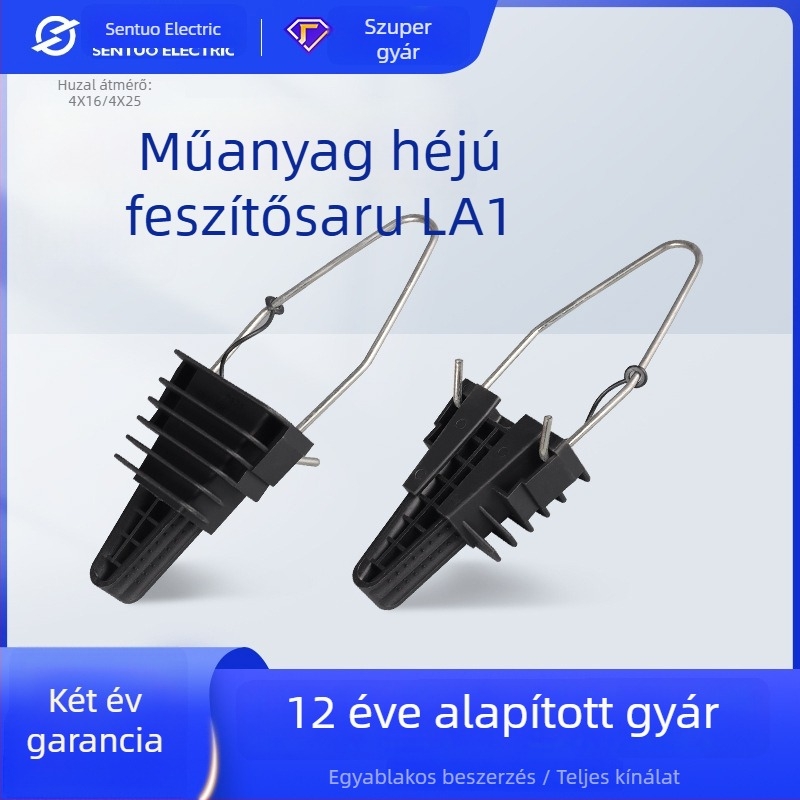 LA1PA25 műanyag feszítőcsipesz, kengyel alakú kábelcsipesz, magaslatú telepítéshez, 4×16–25 mm² vezetékekhez, 1 kV