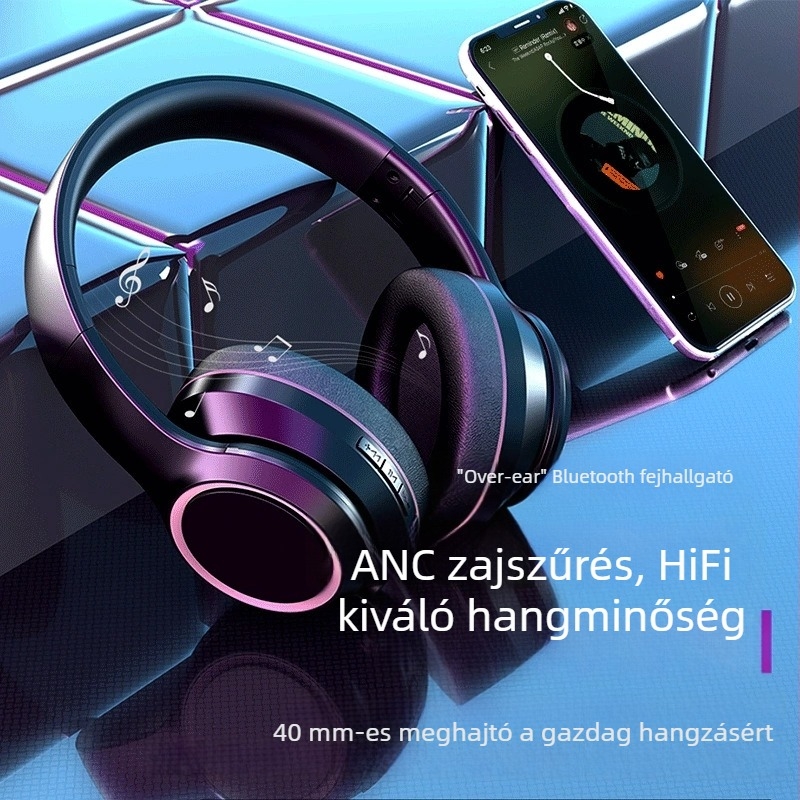 ANC aktív zajszűrős Bluetooth fejhallgató, hosszú üzemidő, IPX5 vízálló, kiváló hangzás, számítógépes mikrofon